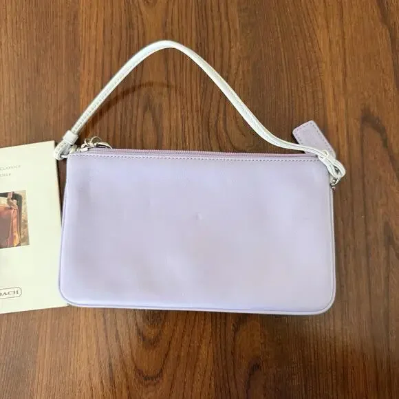 VTG Coach Wristlet Wallet Bag Envelope Clutch Lavender/Lilac Leather W/Dustbag - Picture 8 of 9